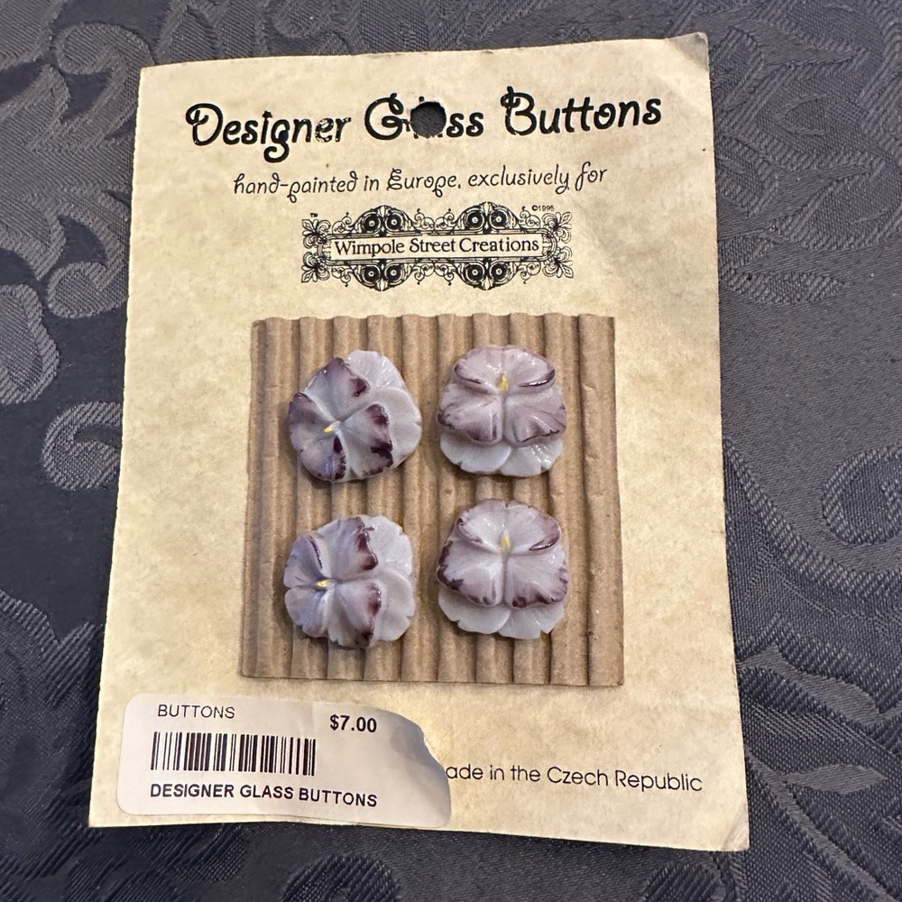 Hand Painted Glass Czech Buttons